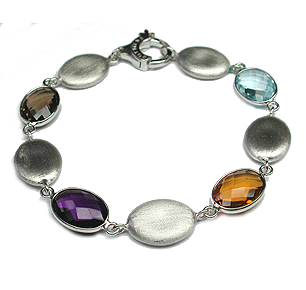 Silver Gem Pebble Bracelet