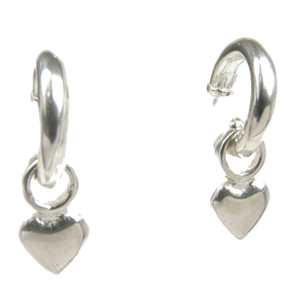 Silver Heart Drop Earrings