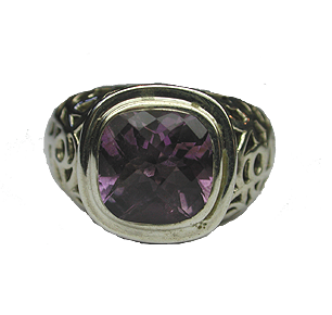 Silver Amethyst Lattice Ring