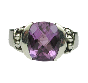 Chunky Silver Amethyst Ring