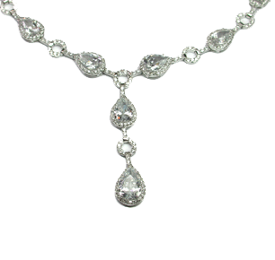 Pear Drop Silver CZ Necklace