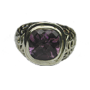 Silver Amethyst Lattice Ring